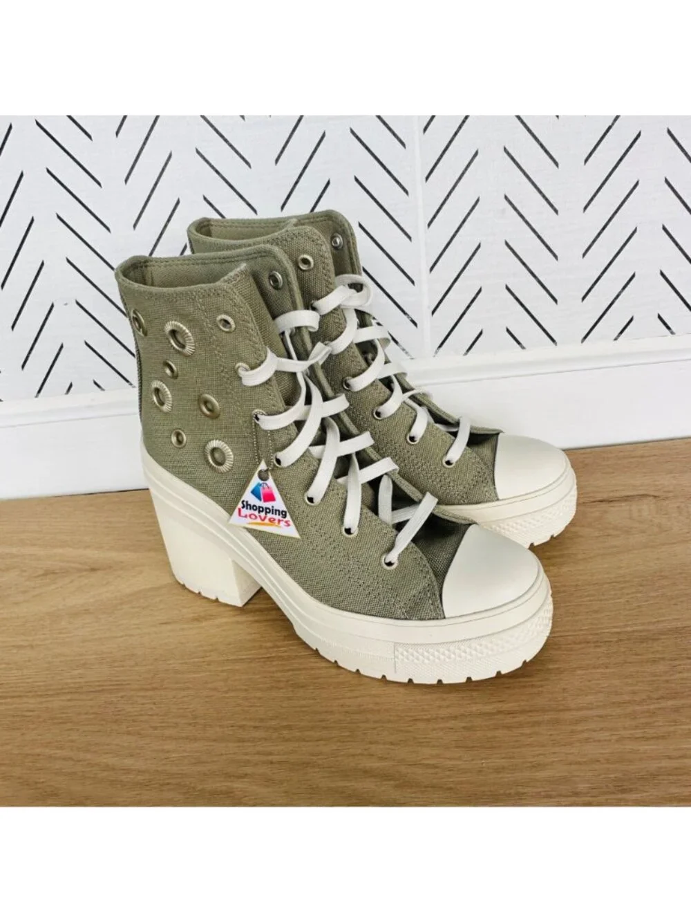 ❤️Converse Chuck 70 De Luxe High Heel Green Platform Size 5.5 Mens Boots A11175C